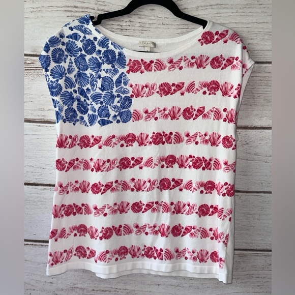 Talbots Patriotic Seashell Flag Top – Size Small 🇺🇸🌊 Office School Church Party - Picture 1 of 7